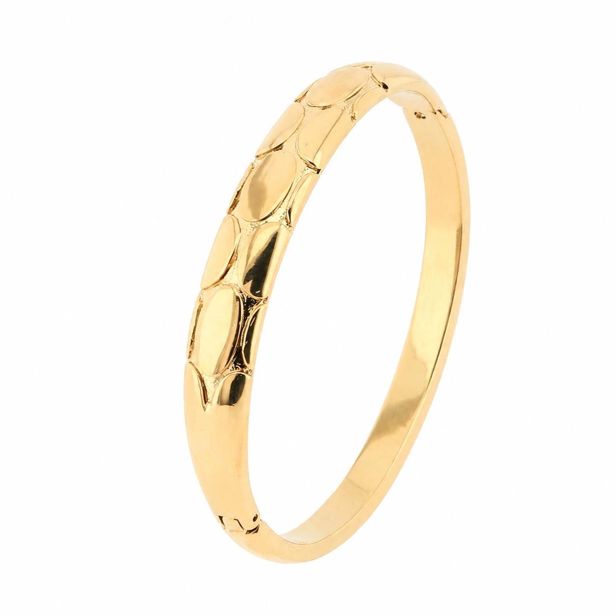 Gold Textured Bangle Bracelet for Women Elegant Stainless Steel Hinged Bracelet