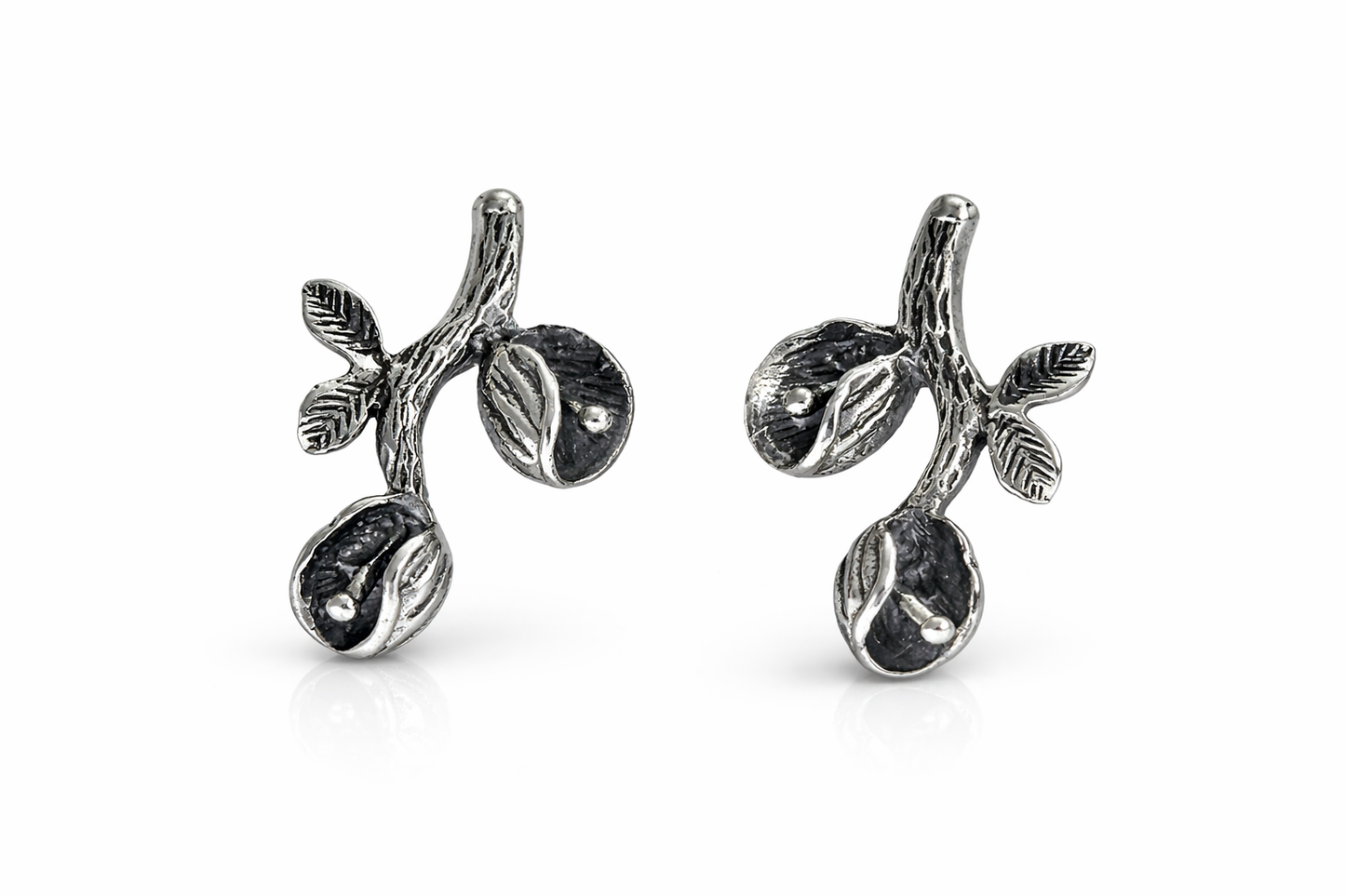 25 Sterling Silver Handmade Flower Stud Earrings Artistic Nature Inspired Unique Jewelry
