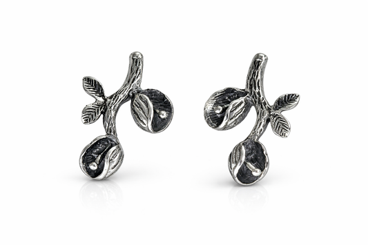 25 Sterling Silver Handmade Flower Stud Earrings Artistic Nature Inspired Unique Jewelry