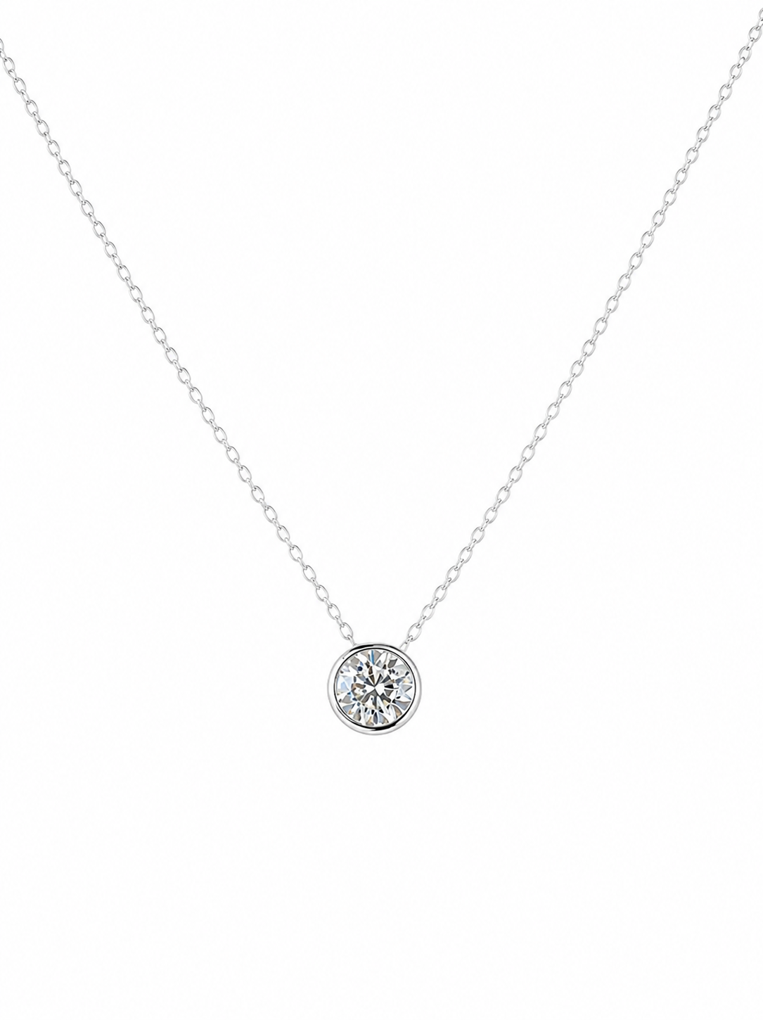 Classic Solitaire Pendant Necklace in 925 Sterling Silver