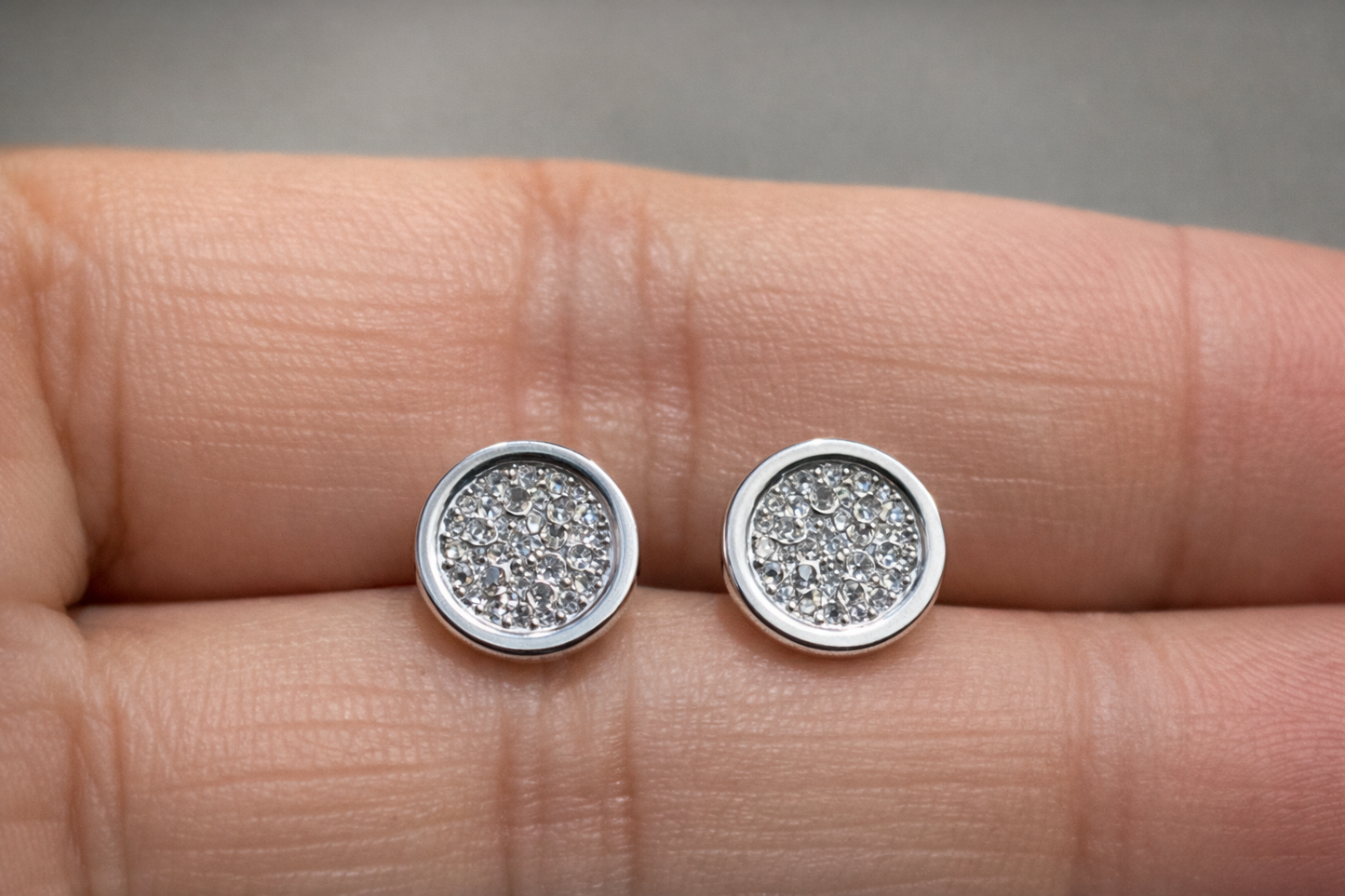 Classic Round Pavé Stud Earrings in 925 Sterling Silver