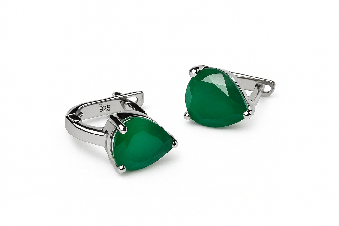 Emerald Green Pear Cut Stud Earrings