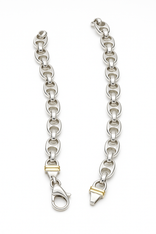 Two Tone Sterling Silver Link Necklace