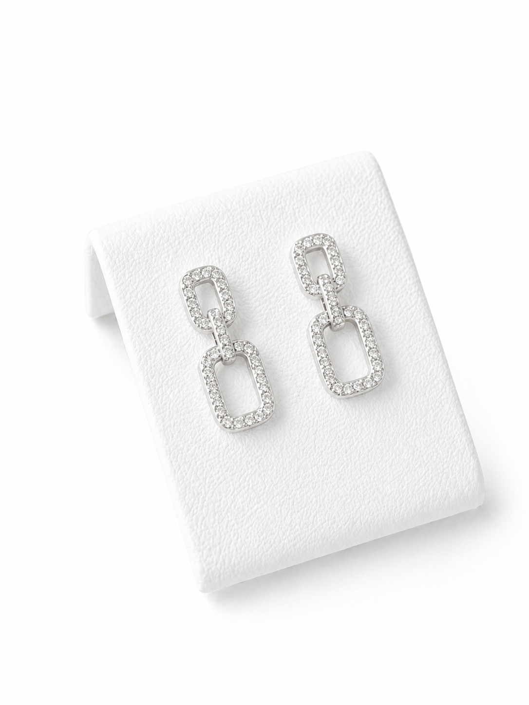 Modern Geometric Pavé Drop Earrings in 925 Sterling Silver