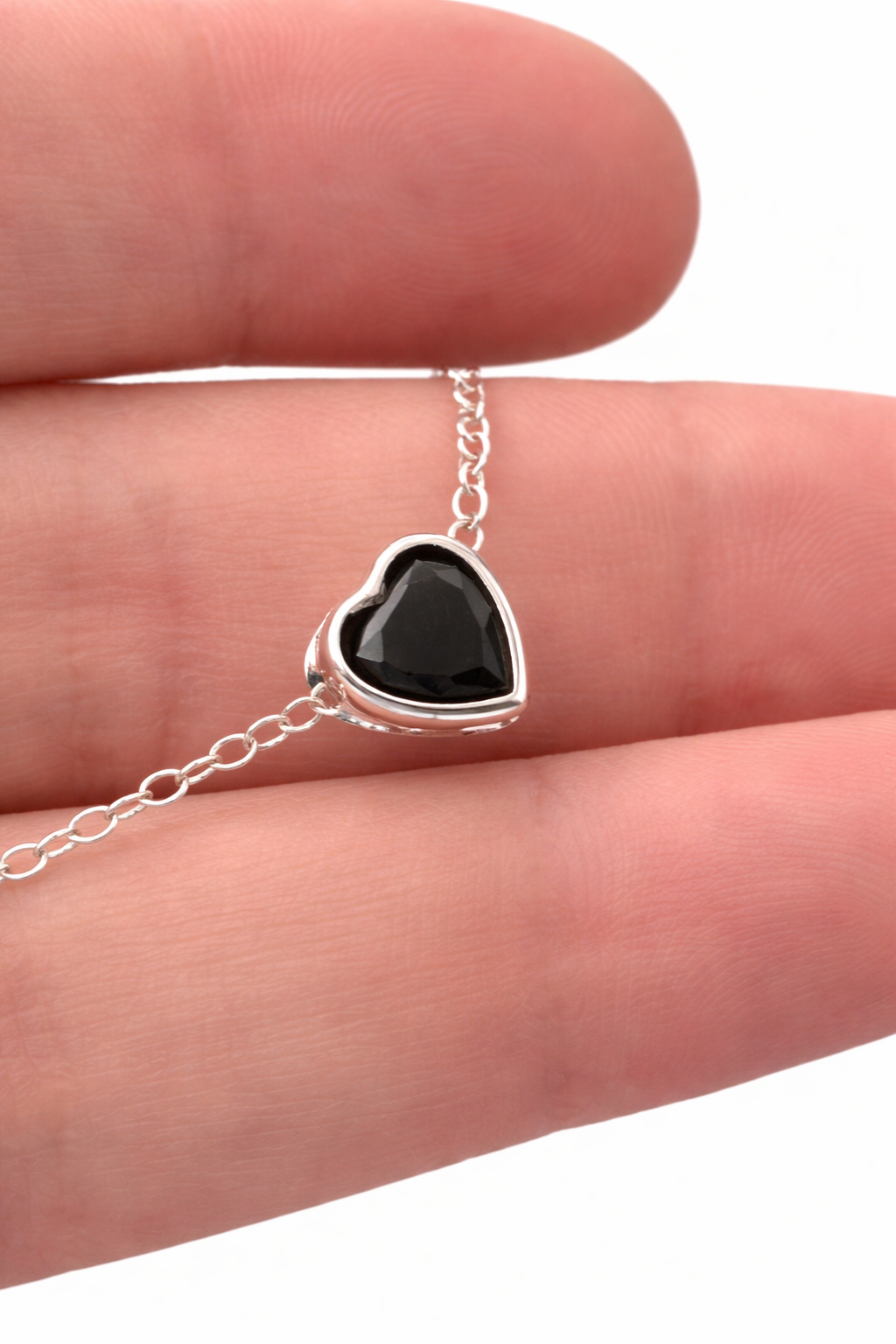 925 Sterling Silver Black Heart Bracelet