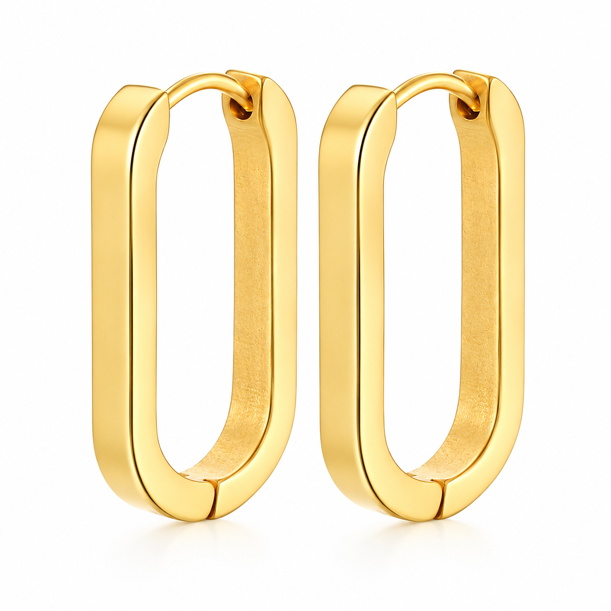 Rectangular Gold Huggie Hoop Earrings Stainless Steel