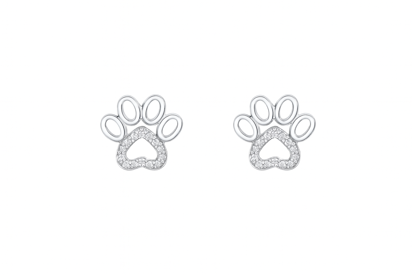 Paw Spark Stud Earrings 925 Silver