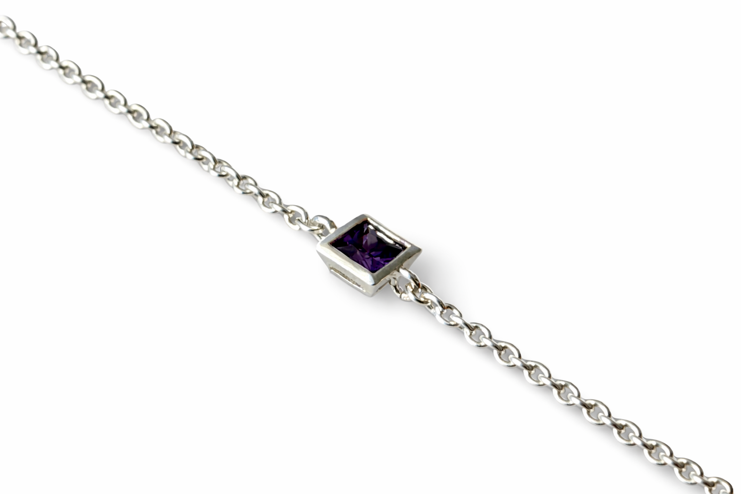 Amethyst Inspired Square Cut Sterling Silver Bracelet 925 Silver