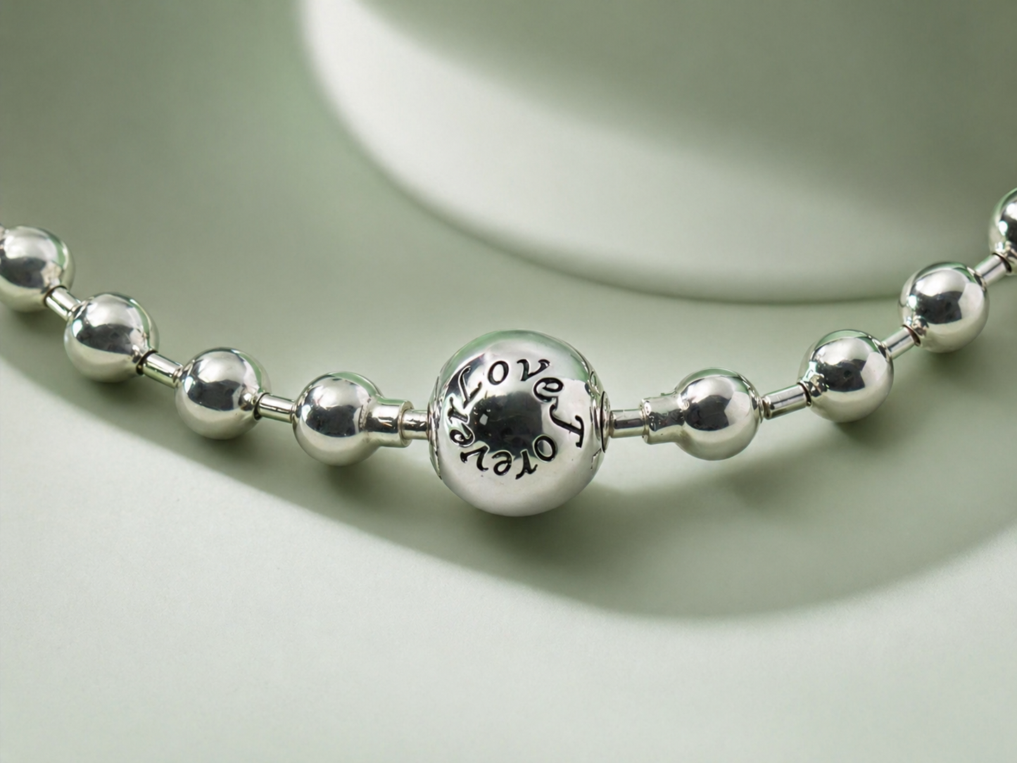 925 Sterling Silver Beaded Bracelet Minimalist Ball Chain Bracelet with Polished Finish for Women