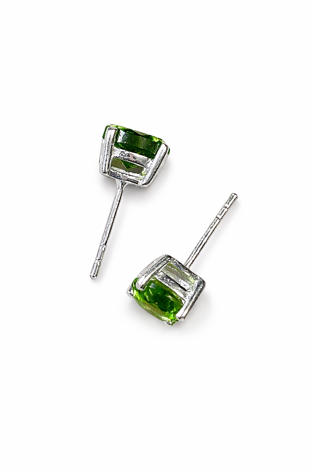 Classic Green Gemstone Stud Earrings in 925 Sterling Silver
