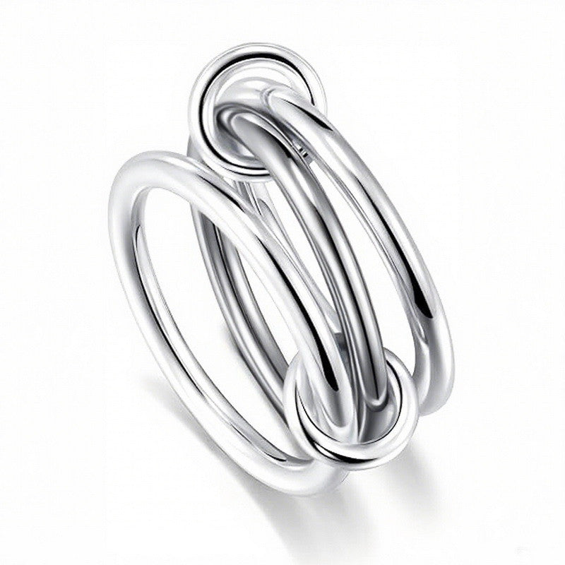 Interlocked Silver Stainless Steel Ring
