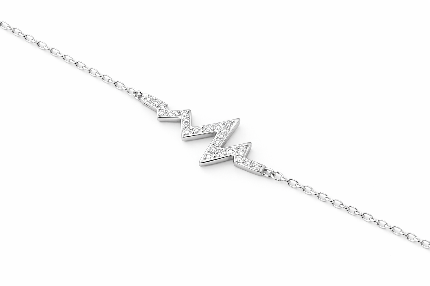 Heart Beat Pavé 925 Sterling Silver Bracelet