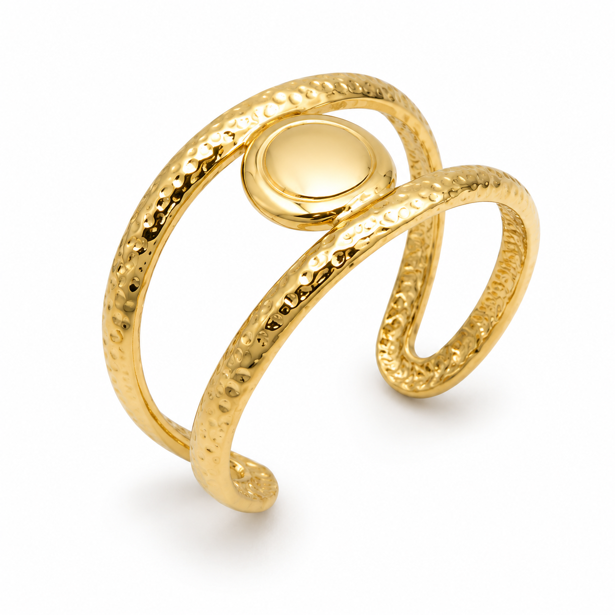Textured Gold Stainless Steel Cuff Ring