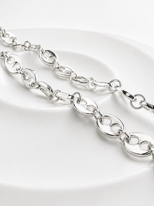 925 Sterling Silver Link Bracelet Modern Chain Bracelet with Polished Finish for Women