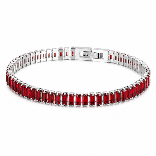 Stainless Steel Baguette Crystal Tennis Bracelet Luxury Bracelet