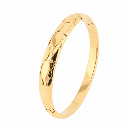 Gold Textured Bangle Bracelet for Women Elegant Stainless Steel Hinged Bracelet