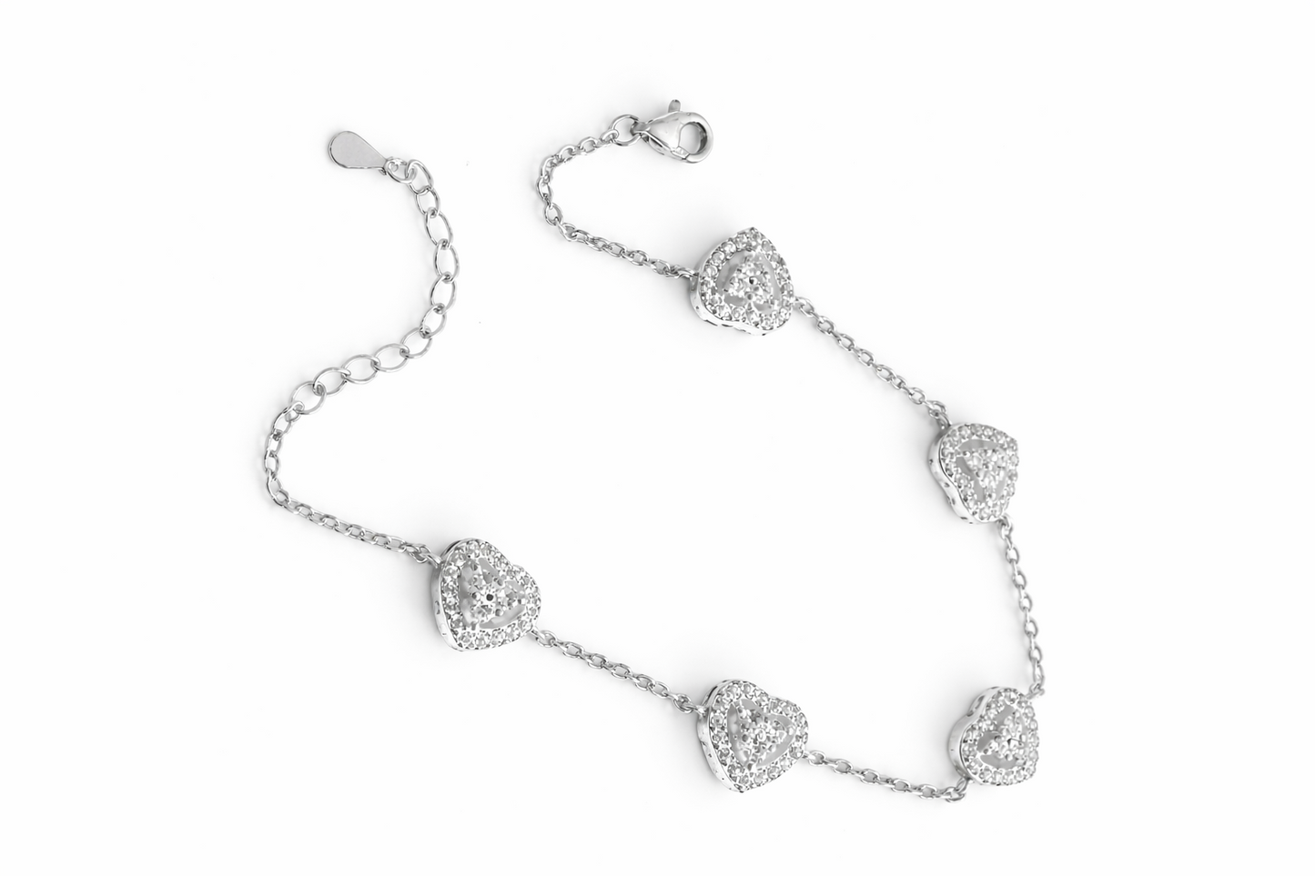 925 Silver Heart Shaped Design With Diamond Inspired Stones