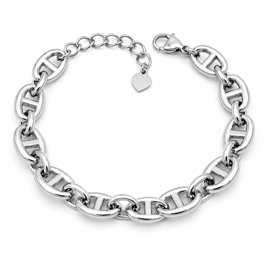 Silver Nautical Link Chain Bracelet