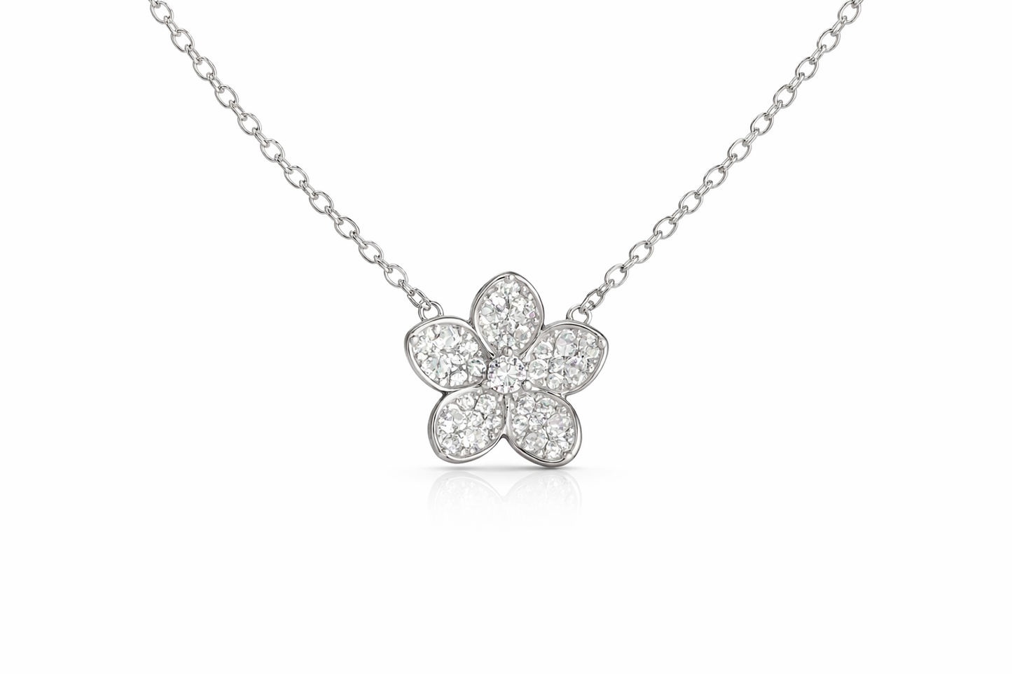 Floral Cluster Necklace in 925 Sterling Silver