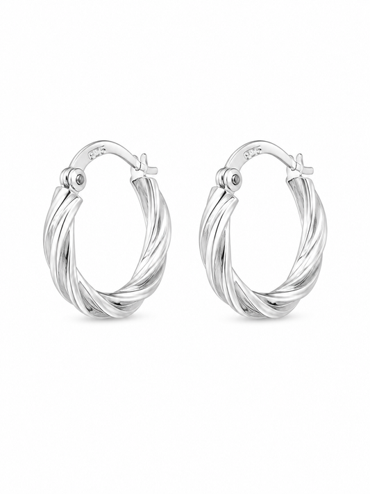Twisted Sterling Silver Hoop Earrings