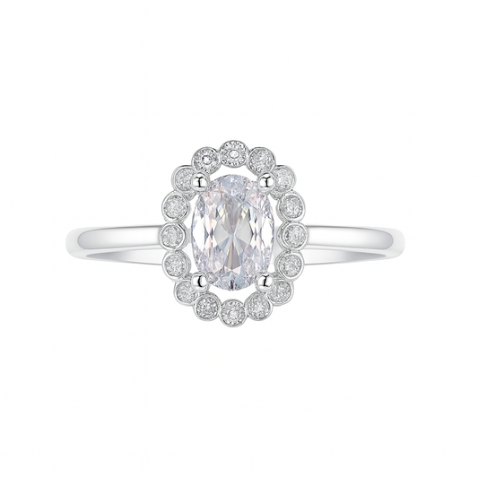 Oval Halo CZ Sterling Silver Ring