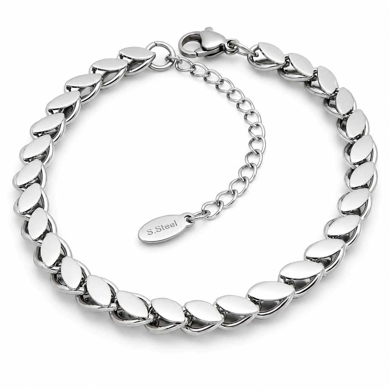 Modern Silver Marquise Link Chain Necklace