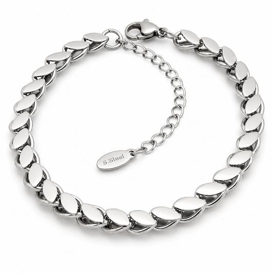 Modern Silver Marquise Link Chain Necklace