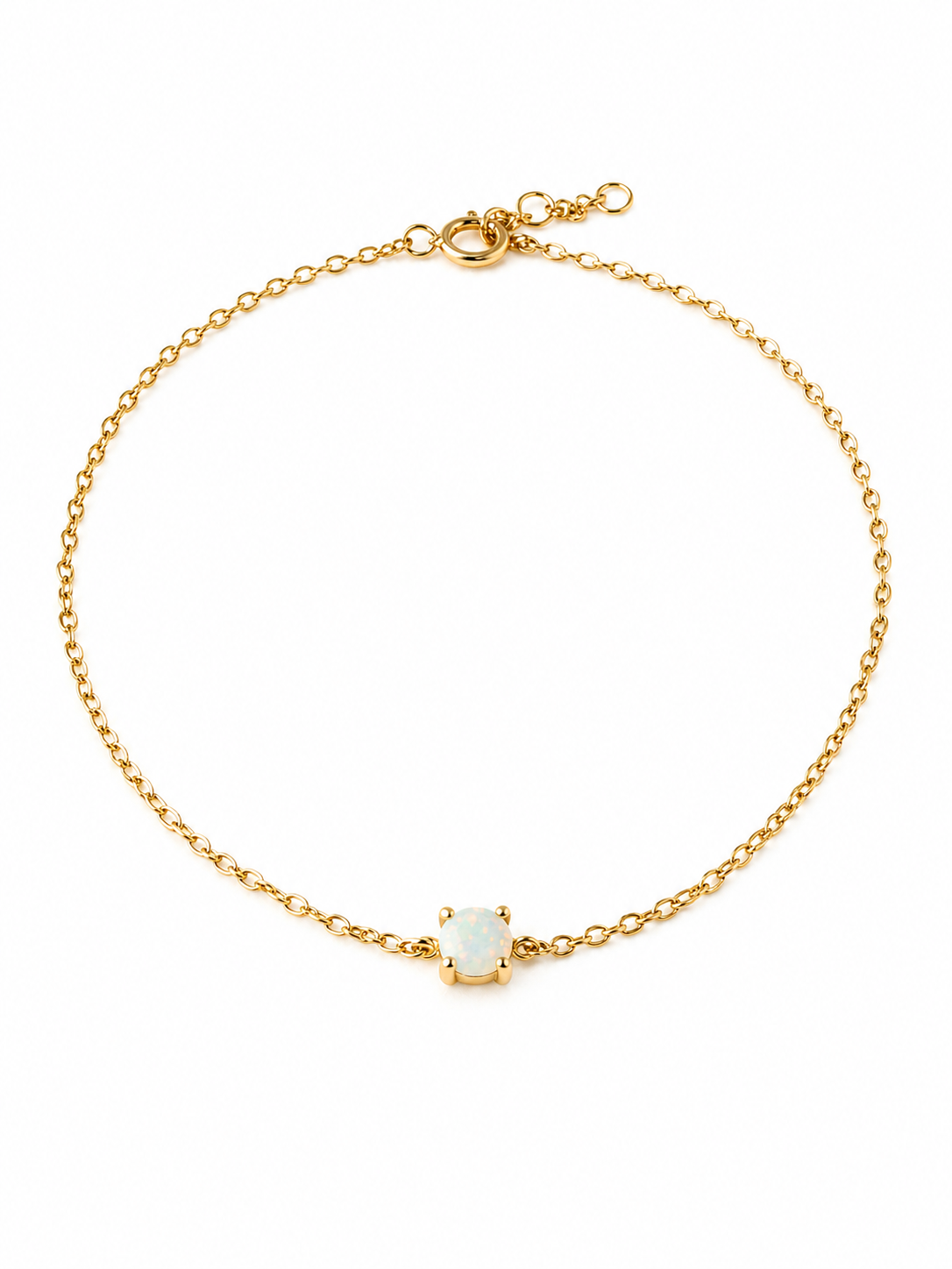 925 Sterling Silver Gold Plated Opal Inspire Bracelet Dainty Minimalist Chain Bracelet with White Opal