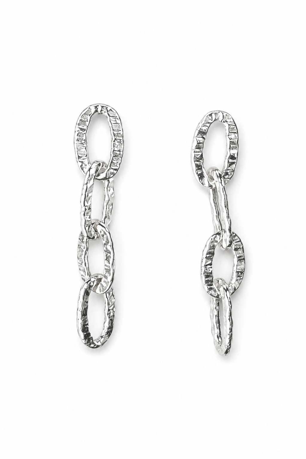 925 Sterling Silver Chain Link Drop Earrings Modern Minimalist Textured Dangle Earrings for Women