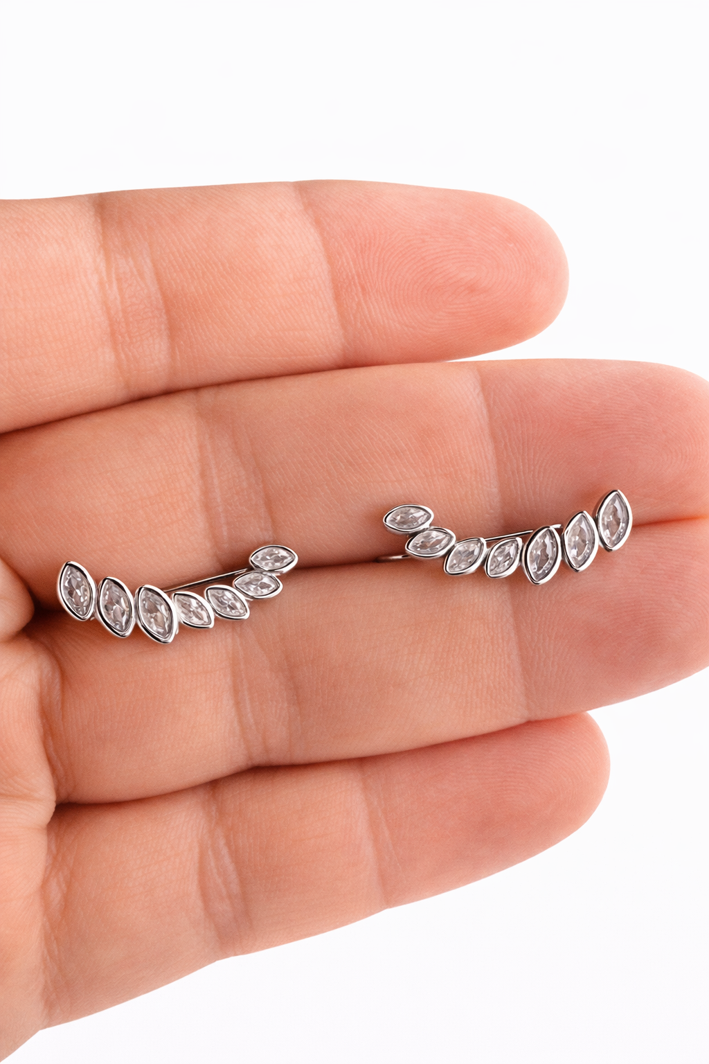 Diamond Inspire Elegant Vine Ear Climbers 925 Sterling Silver