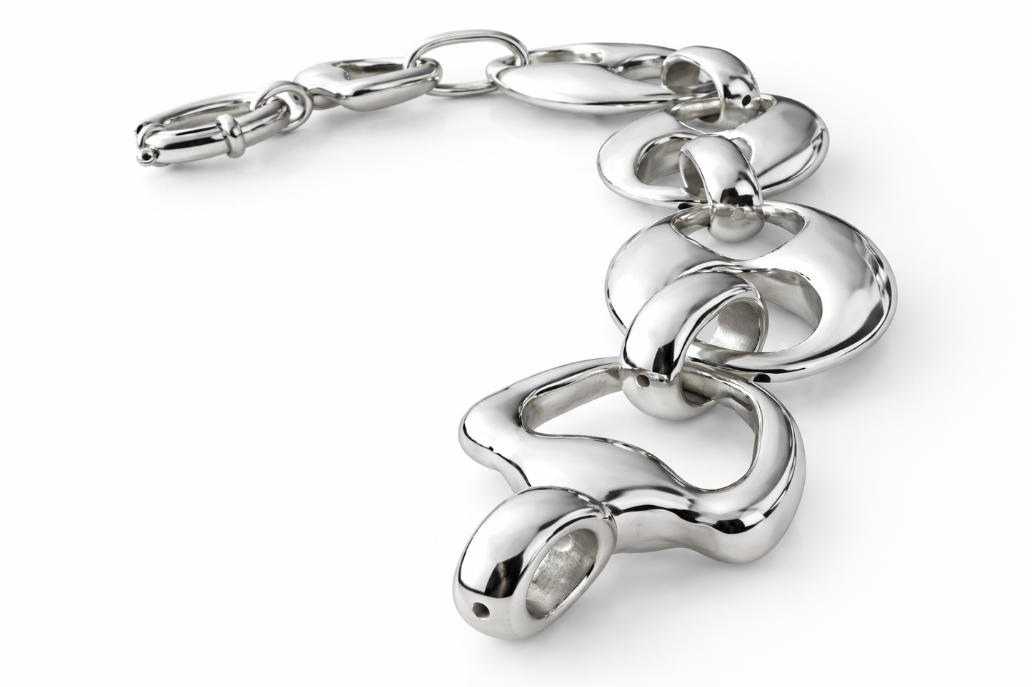 Gucci Link 925 Sterling Silver High Polish Sculptural Link Bracelet Store Display