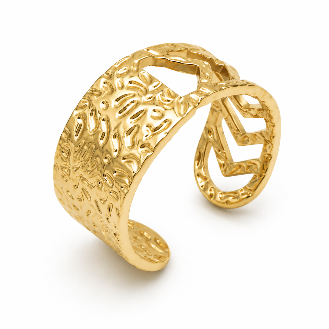 Textured Gold Stainless Steel Cuff Ring