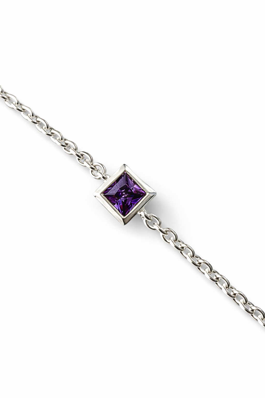 Amethyst Inspired Square Cut Sterling Silver Bracelet 925 Silver