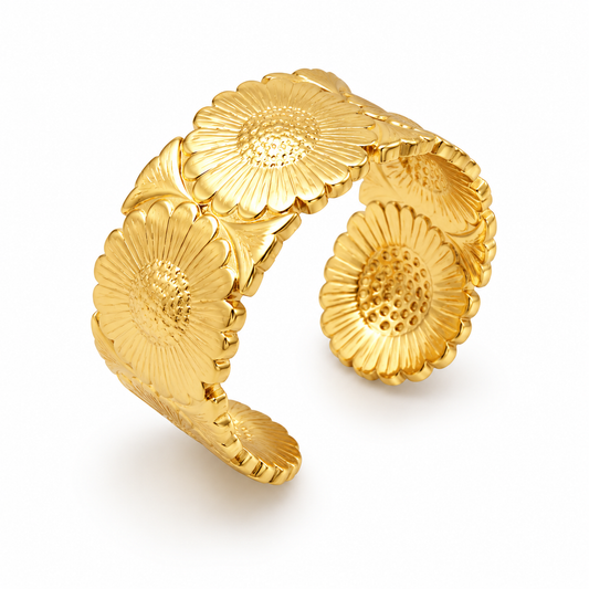 Floral Gold Stainless Steel Ring