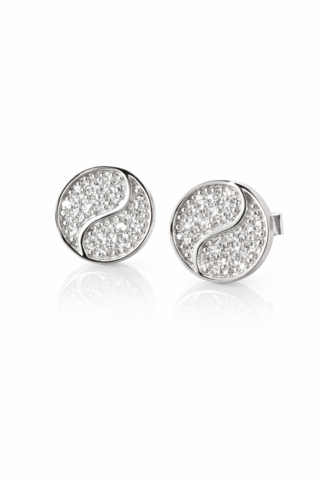 Diamond Inspired Pavé Circle Sterling Silver Stud Earrings 925 Silver