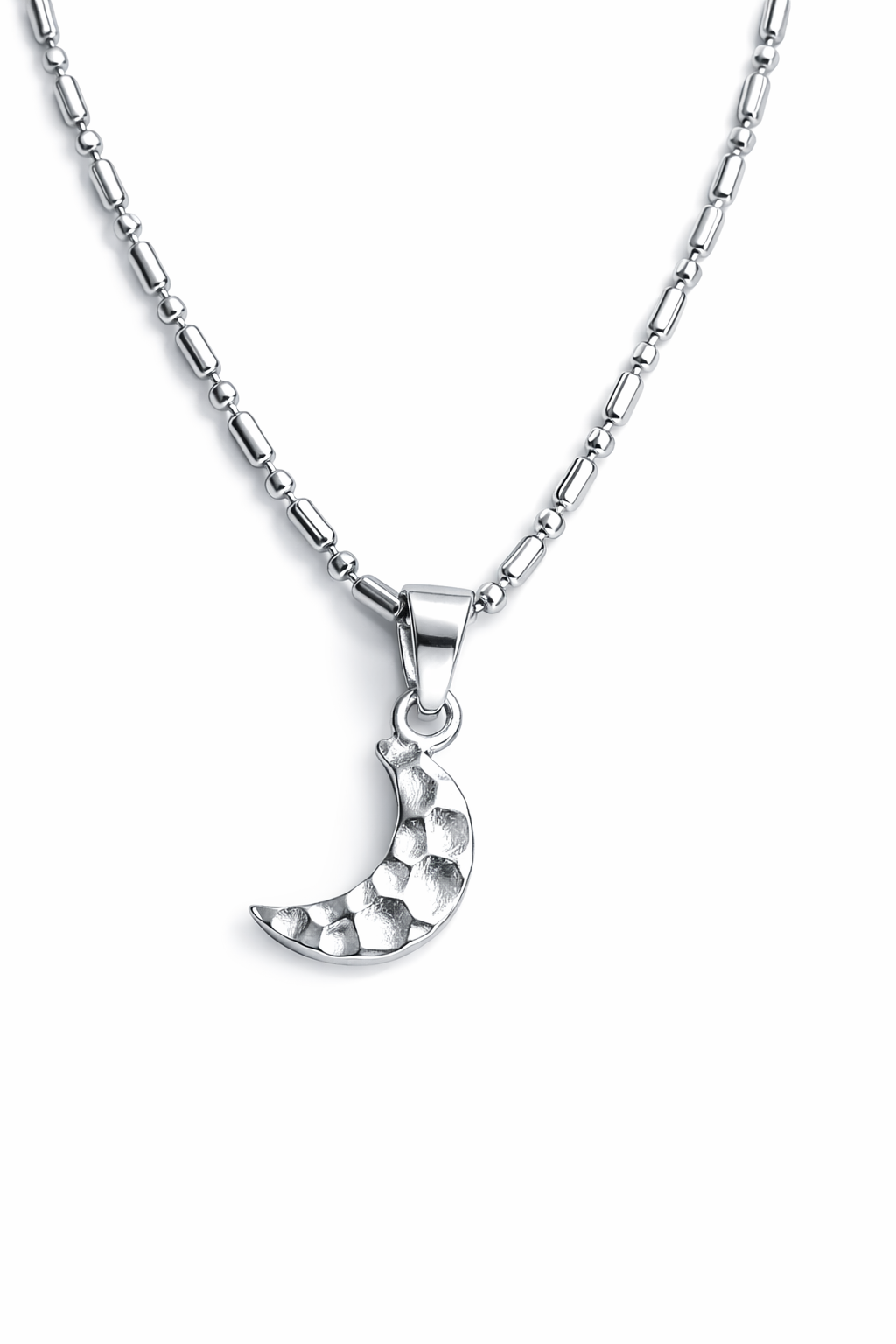 Sterling Silver Crescent Moon Pendant Necklace