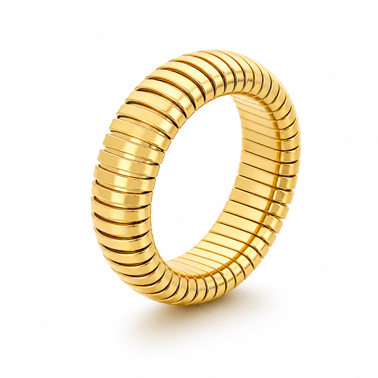 Ribbed Dome Statement Ring Bold Contemporary Gold Ring