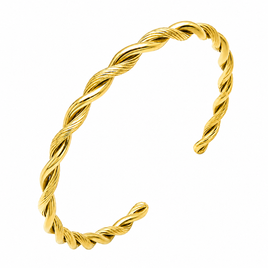 Gold Twisted Cuff Bangle Bracelet for Women Minimalist Open Stainless Steel Bracelet