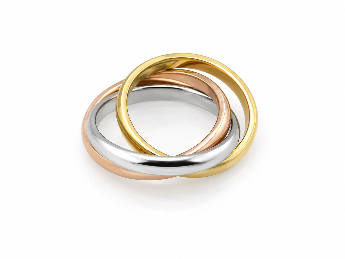Trinity Interlocking Ring Gold Silver Rose Gold Stainless Steel