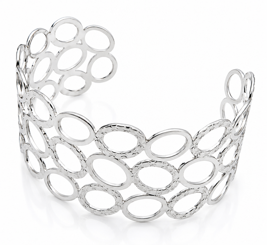 Silver Openwork Stainless Steel Cuff Bracelet