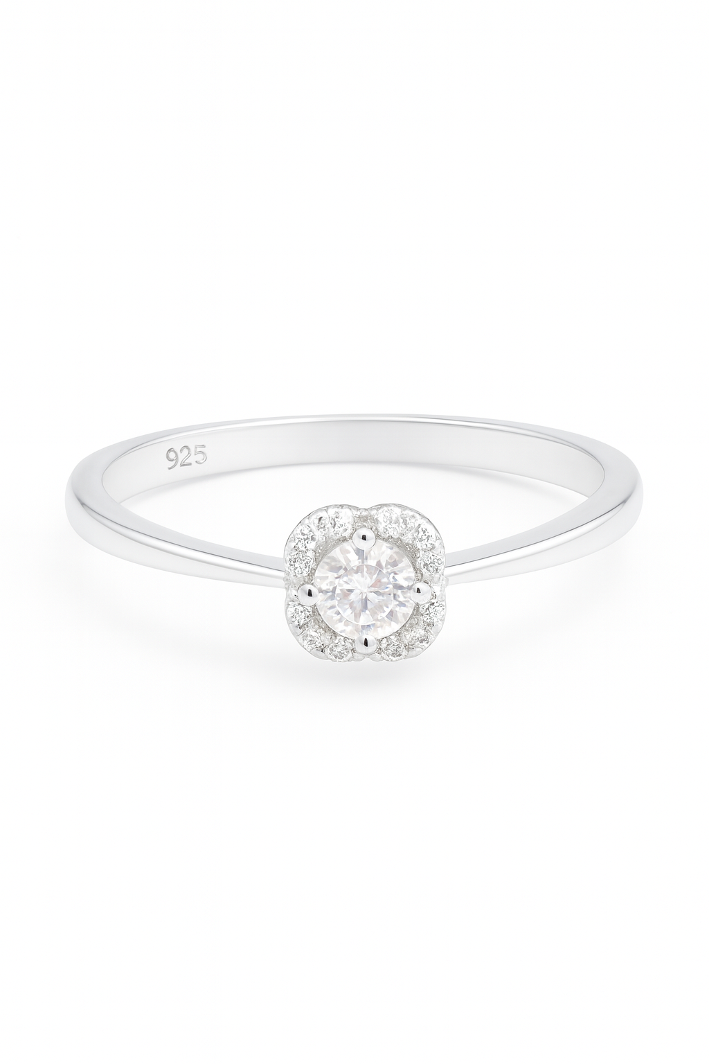 Diamond Inspire 925 Sterling Silver Floral Halo Ring