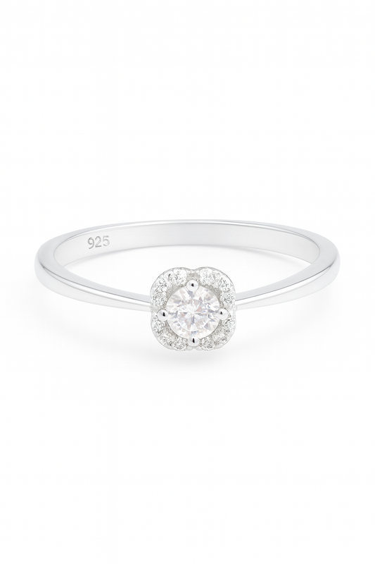 Diamond Inspire 925 Sterling Silver Floral Halo Ring