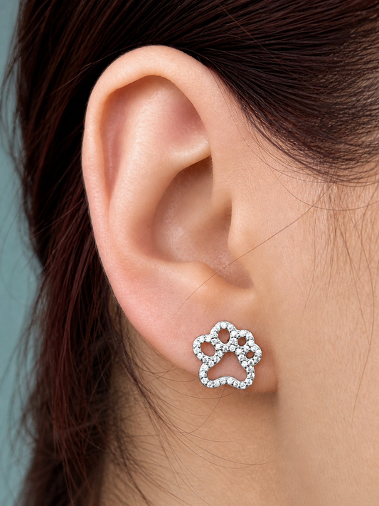 Paw Spark Stud Earrings 925 Silver