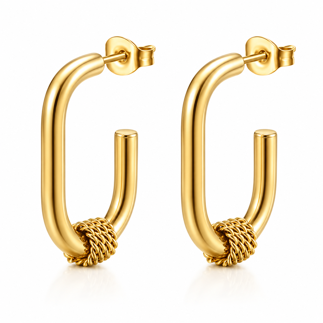 Twisted Knot Open Hoop Earrings Gold Stainless Steel