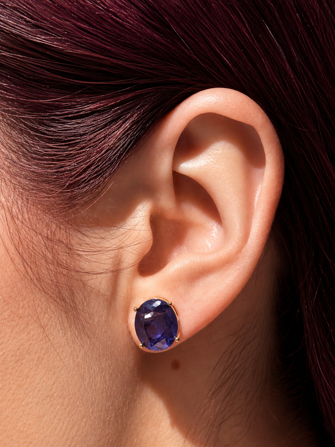 Royal Blue Sapphire Stud Earrings 925 Sterling Silver