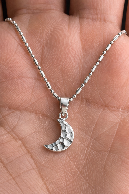 Sterling Silver Crescent Moon Pendant Necklace
