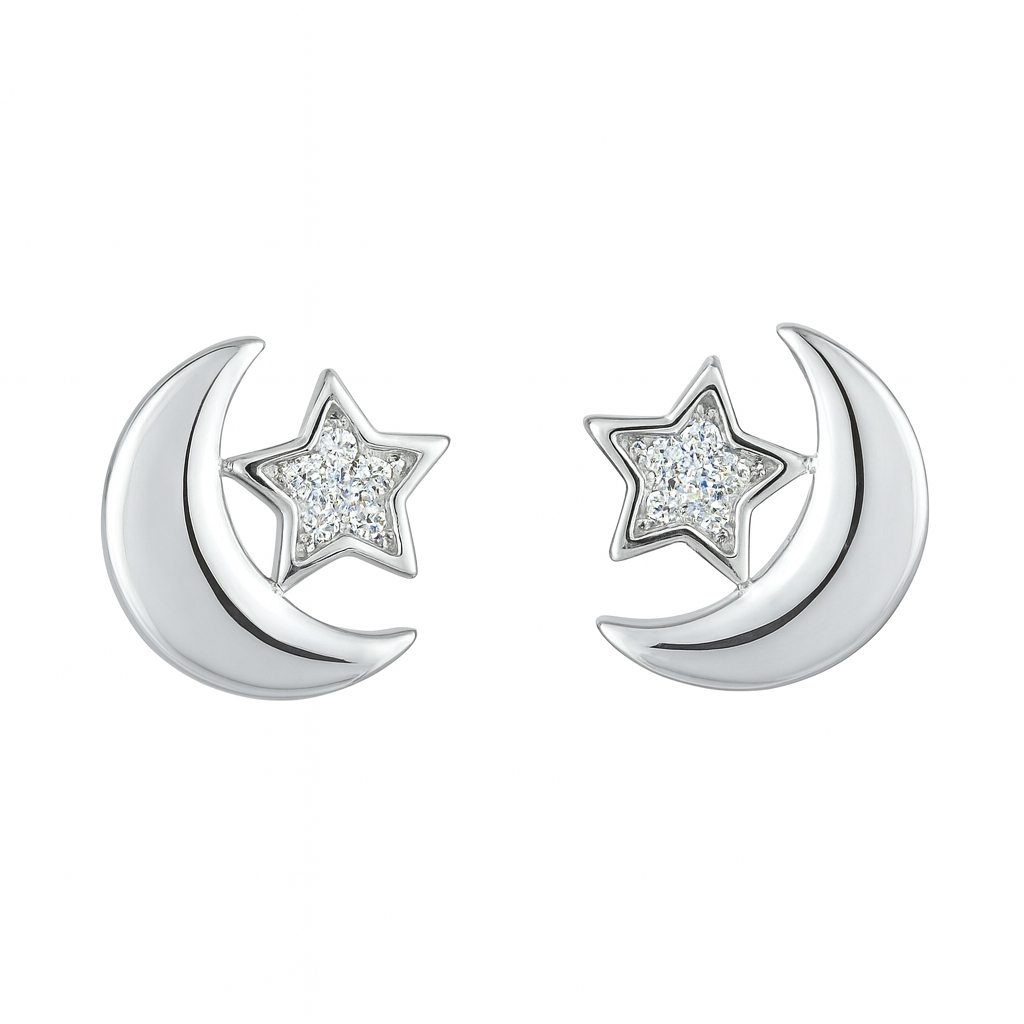 Silver Luna 925 Silver Stud Earring