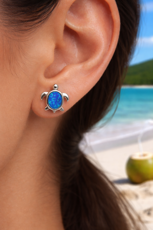 Turtle Opal Inspire 925 Sterling Silver Stud Earrings