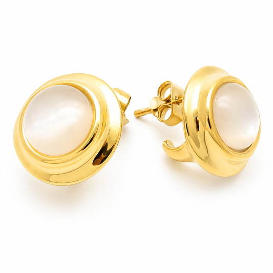 Gold Stone Stud Earrings