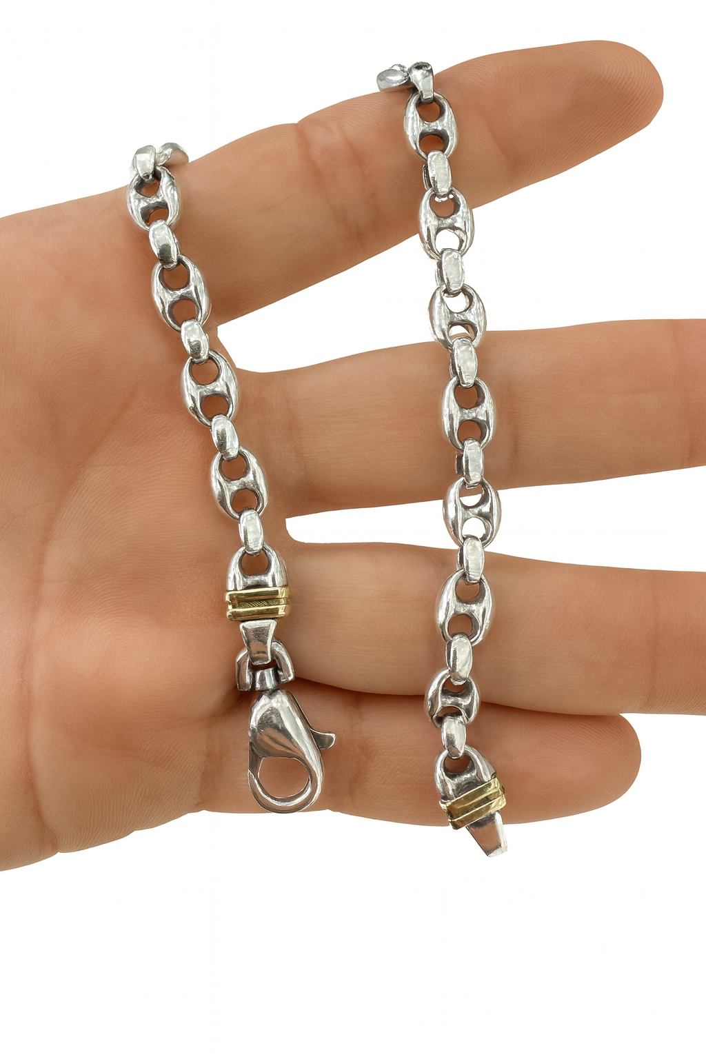 Two Tone Sterling Silver Link Necklace